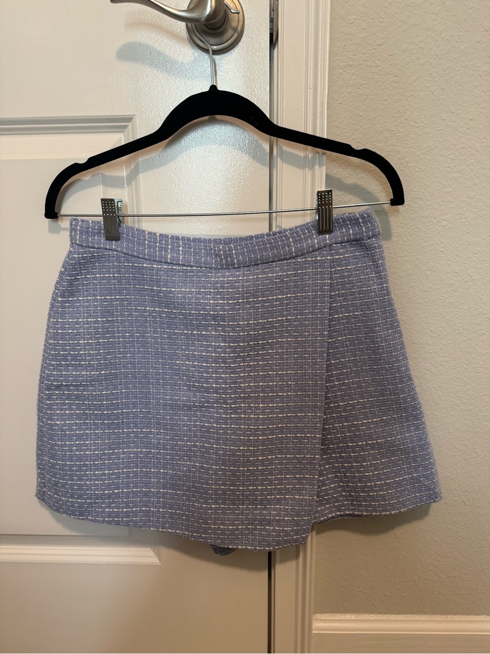 French Connectoon Chic Blue Tweed Mini Skirt - Classic A-Line